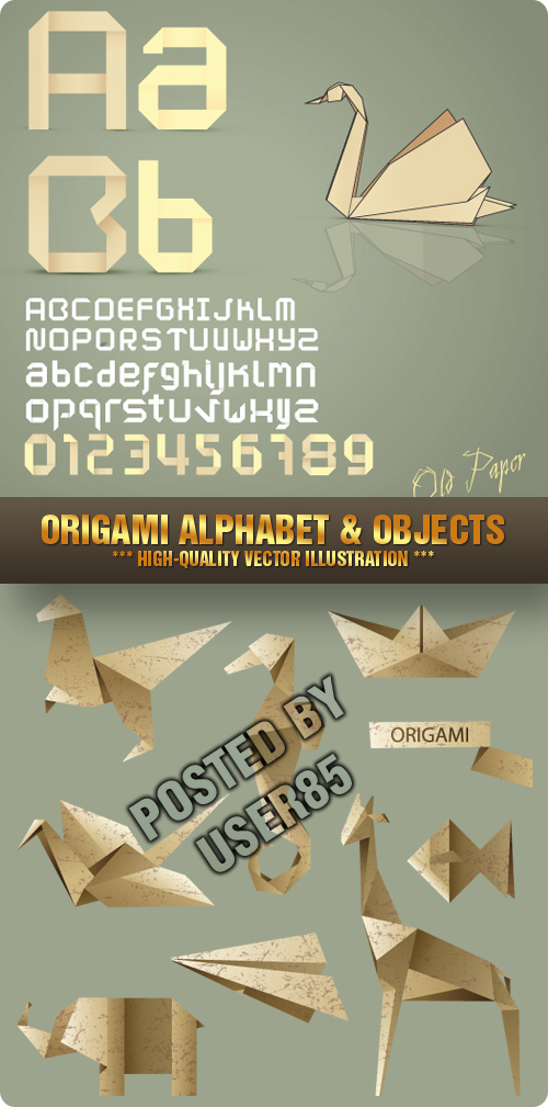 Stock Vector - Origami Alphabet & Objects