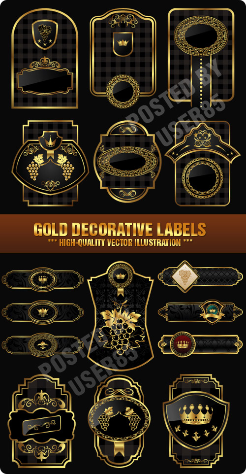 Stock Vector - Gold Decorative Labels