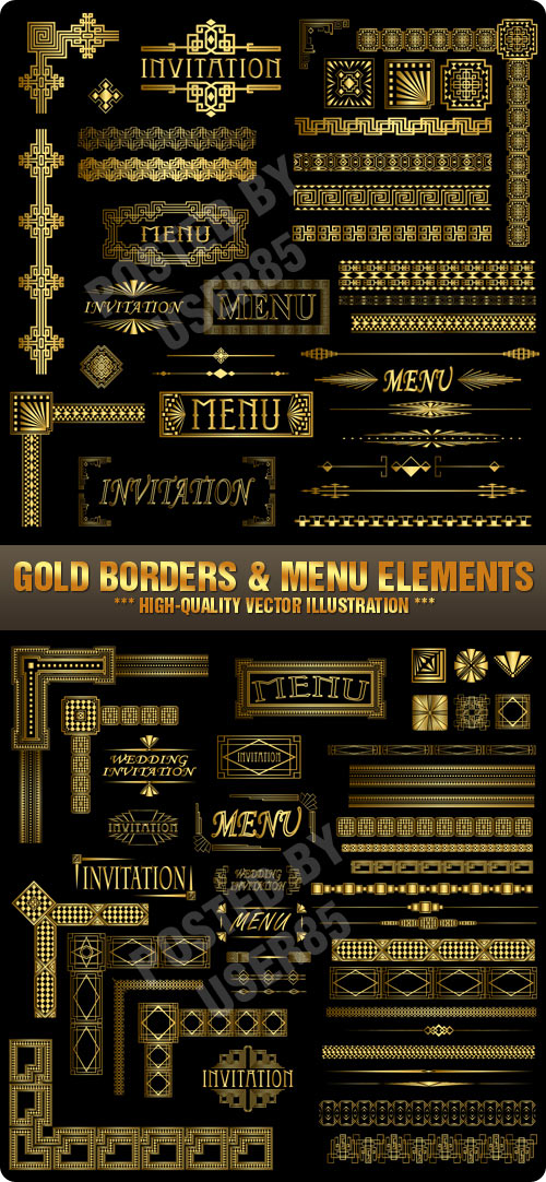 Stock Vector - Gold Borders & Menu Elements
