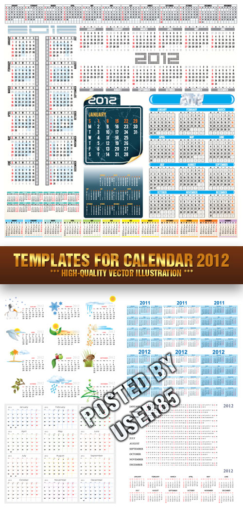 Stock Vector - Templates for Calendar 2012