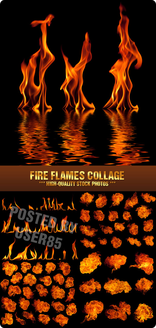 Stock Photo - Fire Flames Collage, 5xJPGs