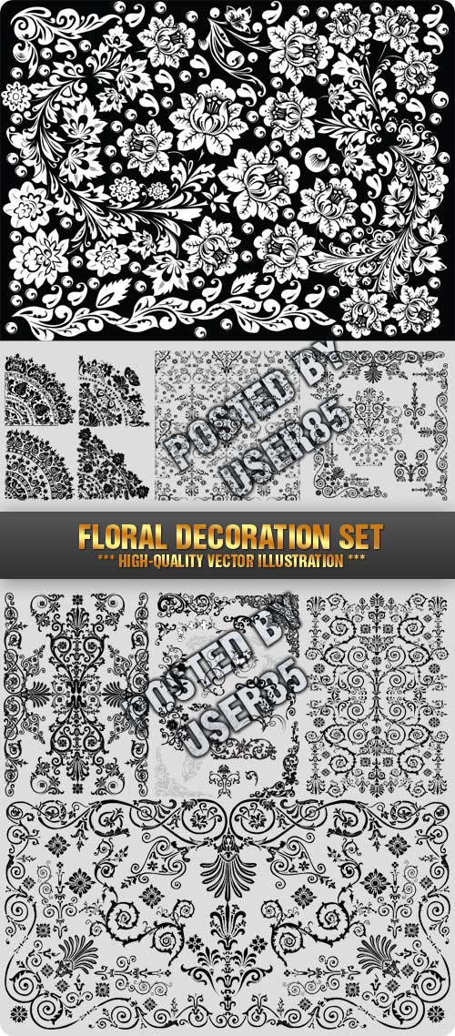 Stock Vector - Floral Decoration Set