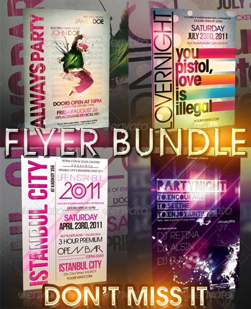 Typography Flyer Bundle, 4 in 1 - GraphicRiver