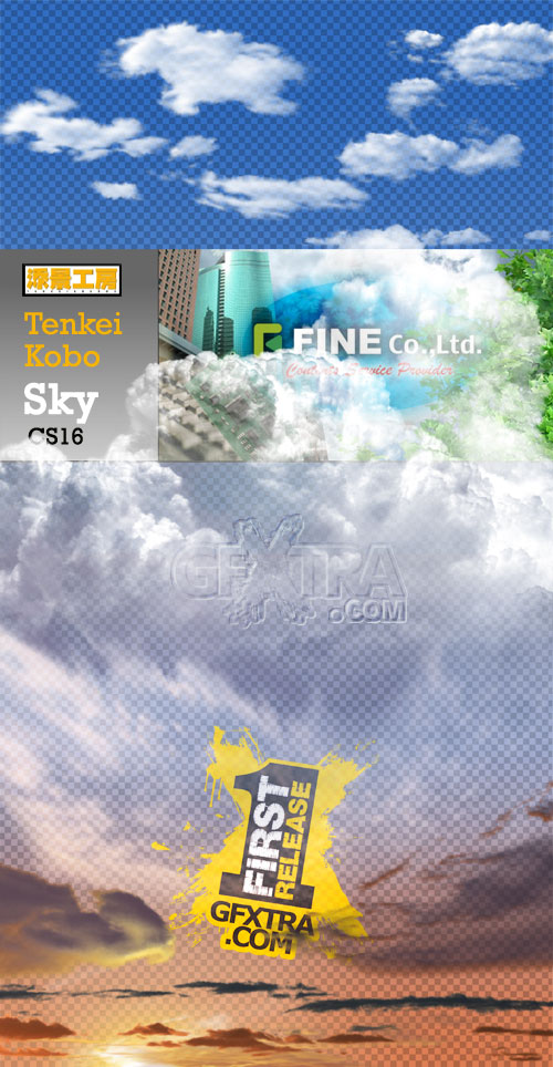 Tenkei Kobo: CS16 Sky, 104 Multilayered PSD Files