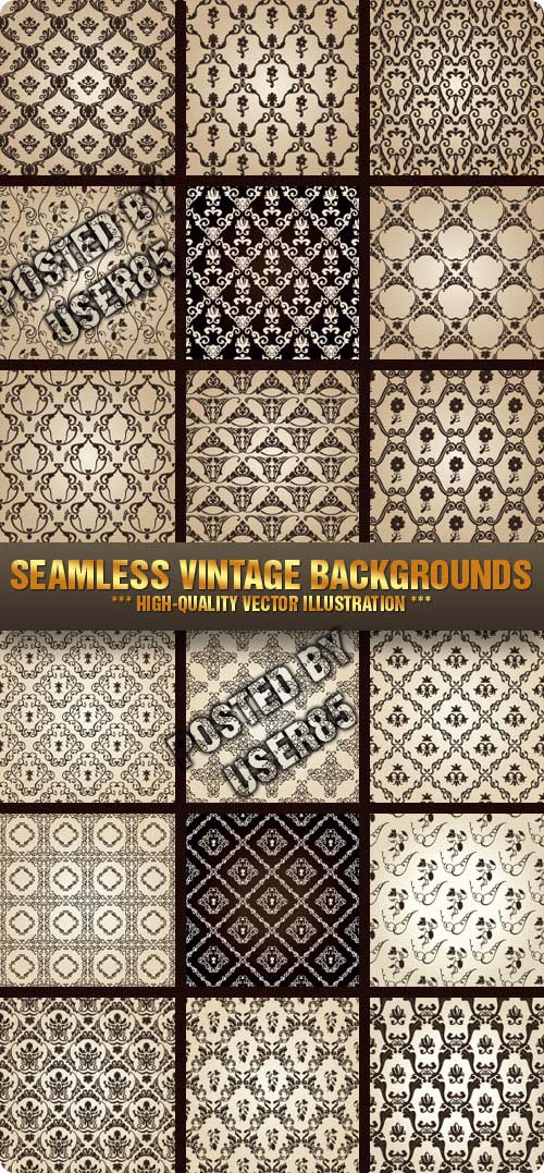 Seamless Vintage Backgrounds, 3xEPS