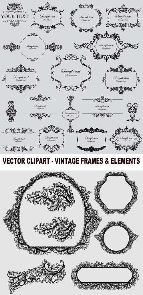 Vector clipart - vintage frames & elements