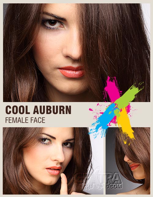 Cool Auburn Female Face & Hair 3xJPGs
