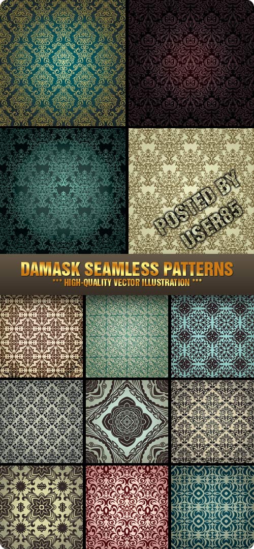 Damask Seamless Patterns II, 5xEPS
