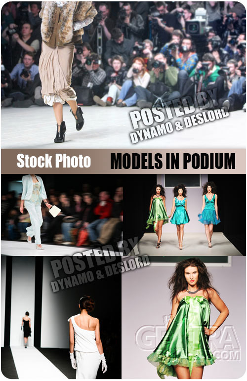 Models on podium