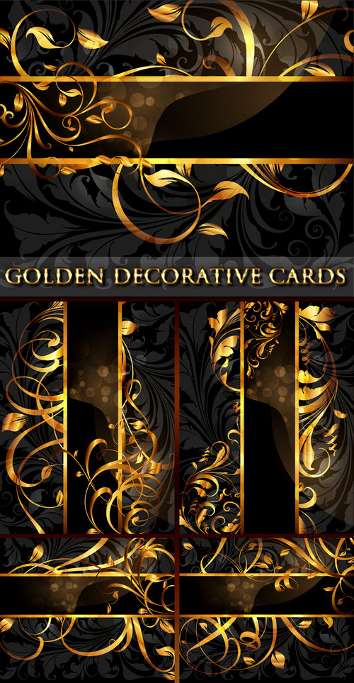 Golden decorative cards vector