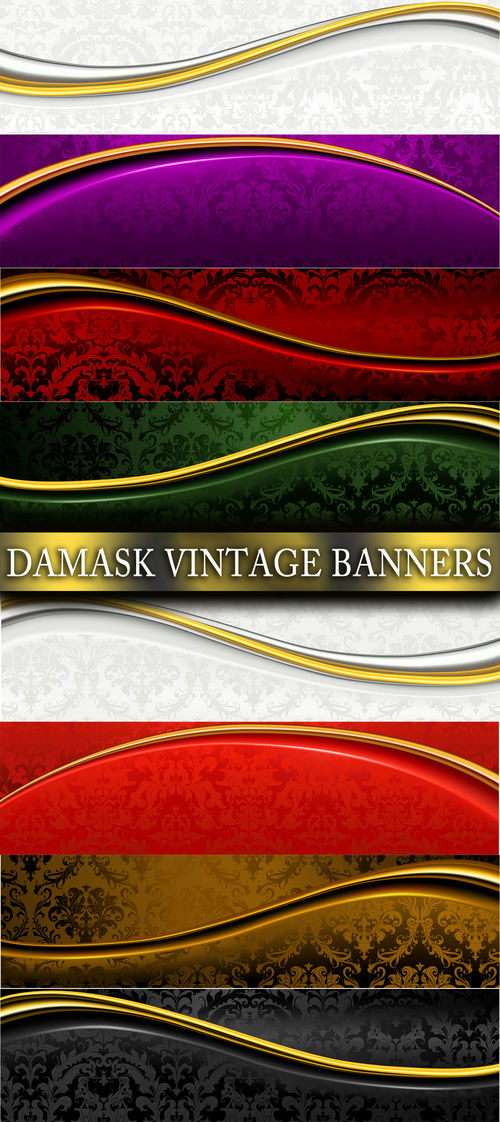Damask vintage banners