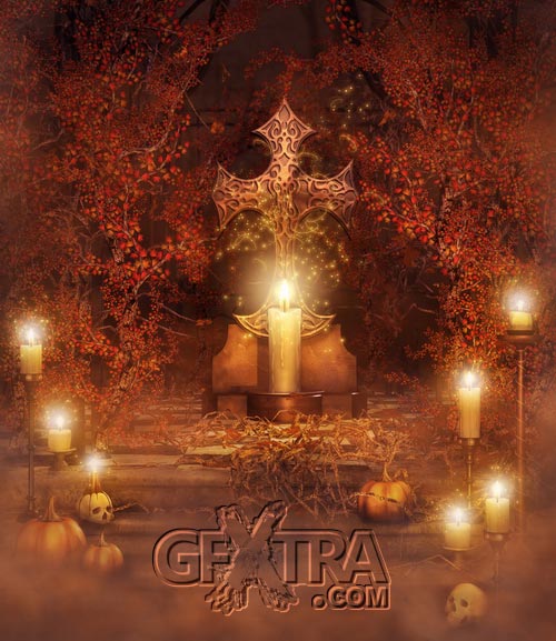 Beautiful Autumn Gothic Backgrounds-9, 12xJPGs