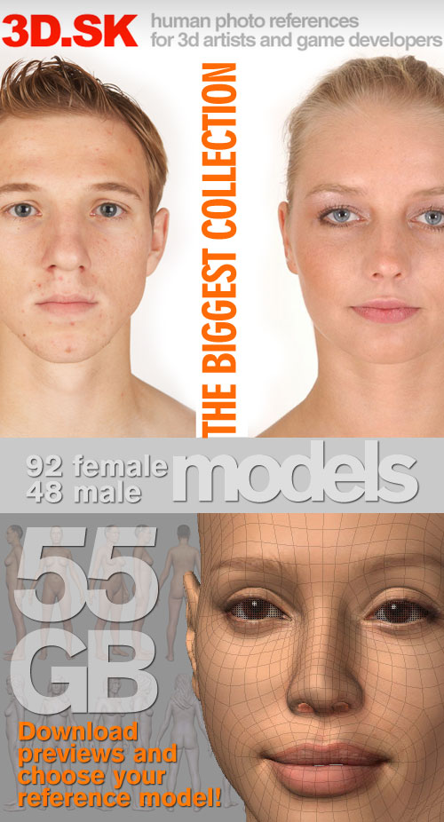 3D.SK Human Photo References, 92 Female & 48 Male Models HQ!