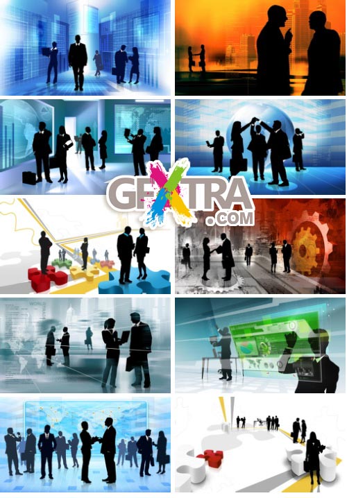 Business Silhouettes & Backgrounds, 34xJPGs