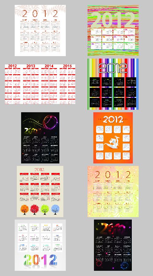Stock Vectors - Calendar Grid of 2012 Year