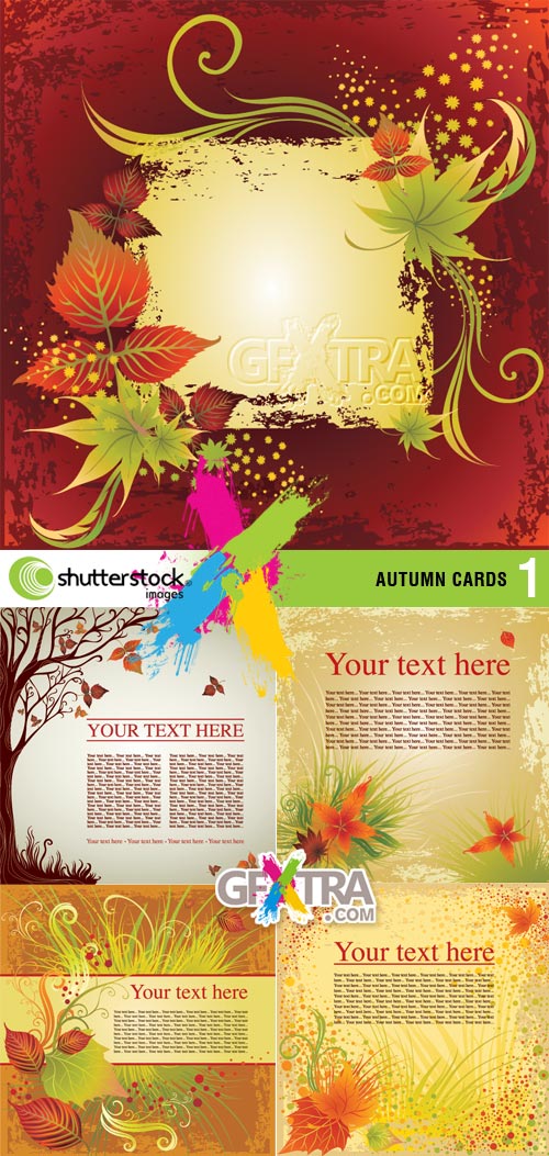 Autumn Cards I, 5xEPS - Vector SS