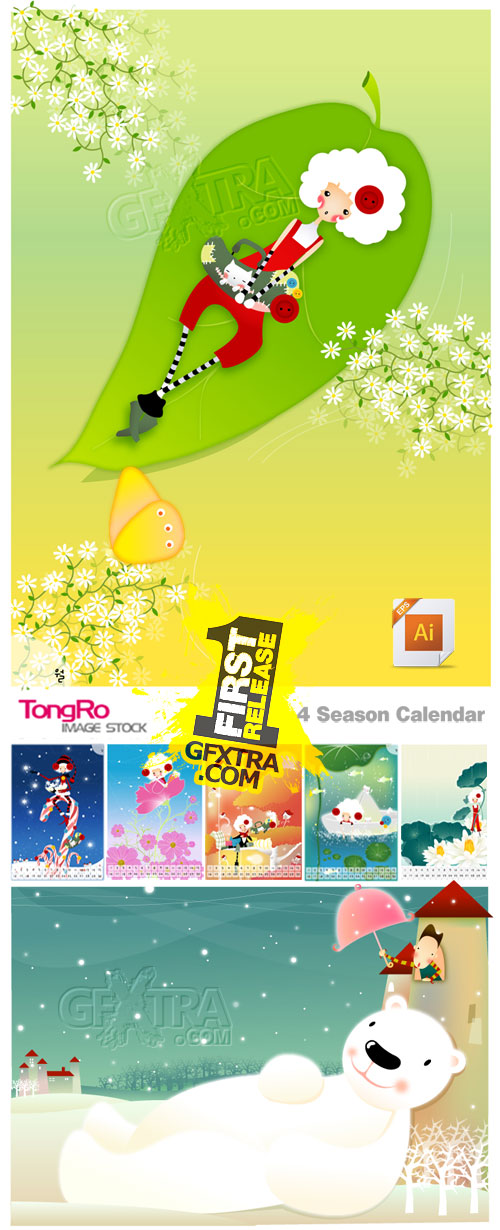 TongRo CA 4 Season Calendar, 20 Templates &amp; 40 Vectors!