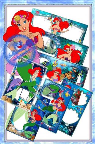 A set of frames with a mermaid Ariel