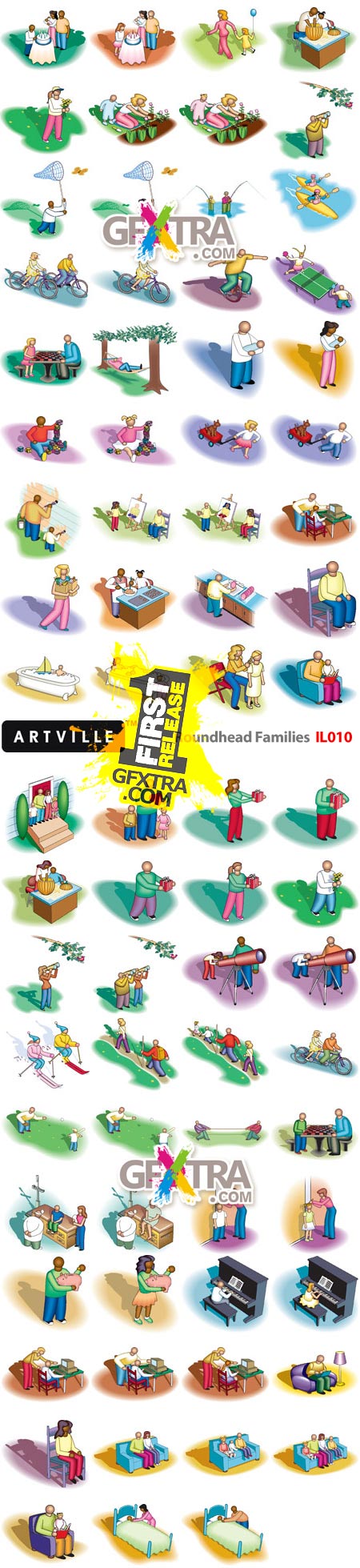 ArtVille Illustrations IL010 Roundhead Families 75xEPS