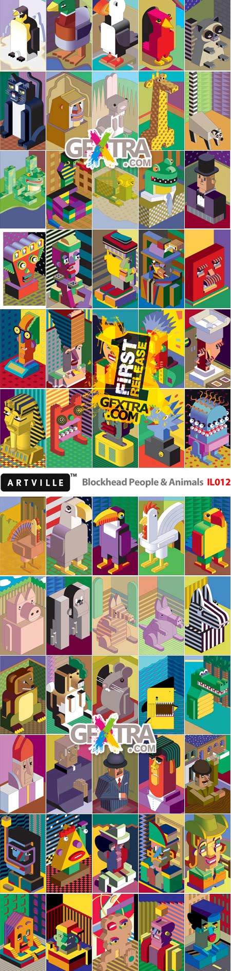 Artville Illustrations IL012 Blockhead People & Animals, 60xEPS