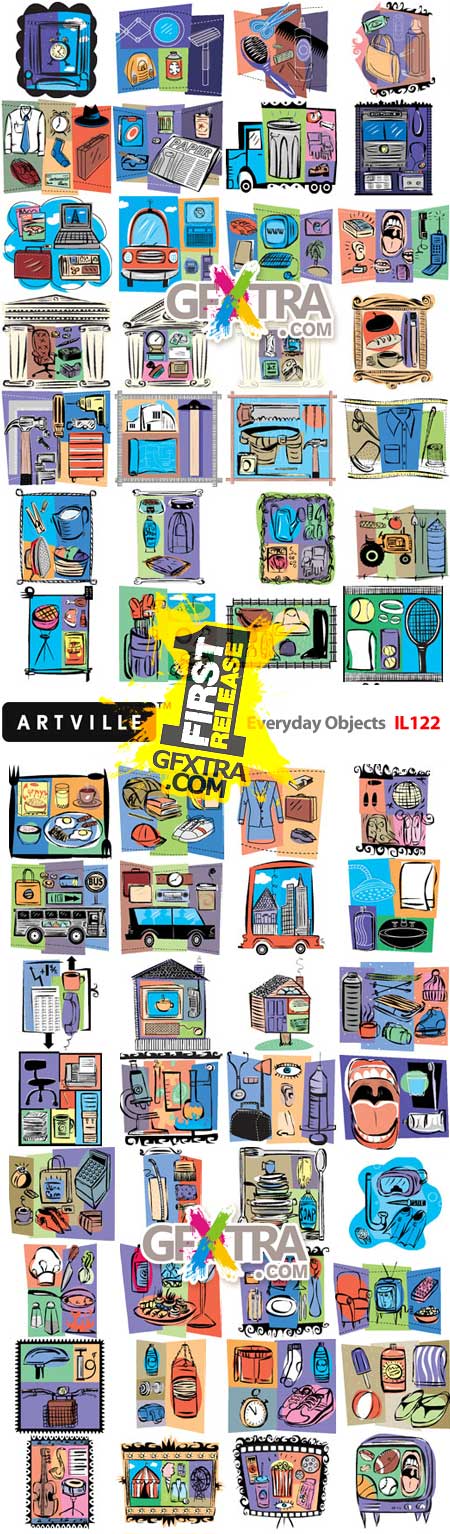 Artville Illustrations IL122 Everyday Objects, 60xEPS