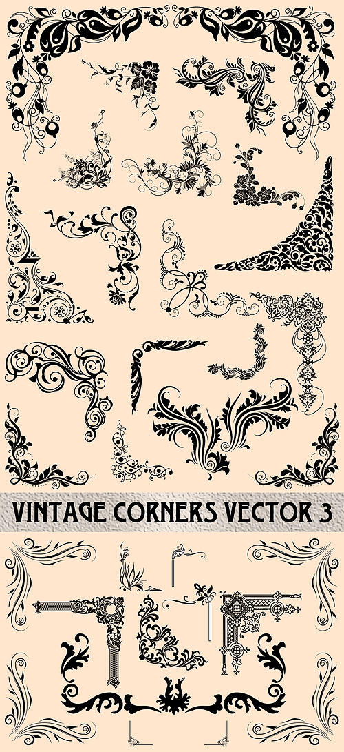 Vintage corners vector 3