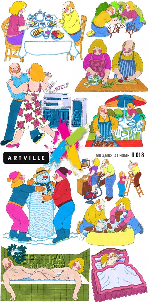 ArtVille Illustrations IL018 Mr.&Mrs. at Home