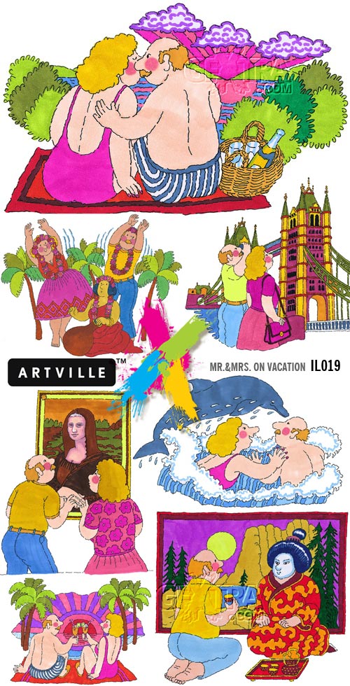 ArtVille Illustrations IL019 Mr.&Mrs. on Vacation