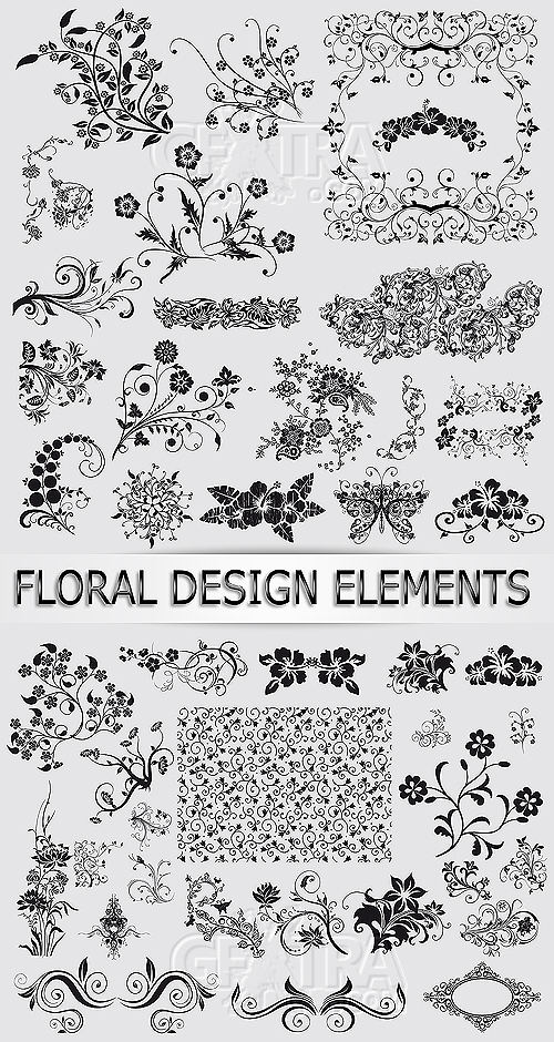 Vector clipart - floral design elements