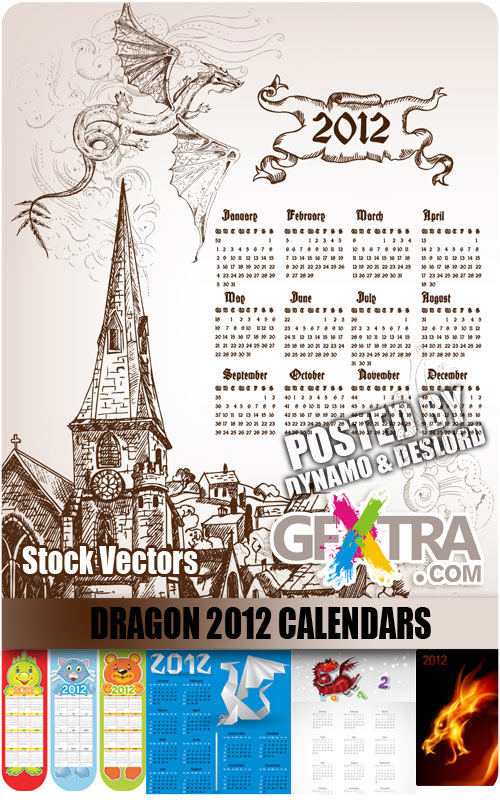 Dragon 2012 Calendars - Stock Vectors