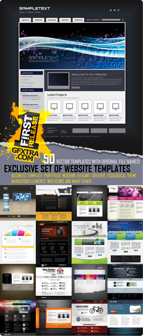 Exclusive Set of Website Templates, 50xEPS