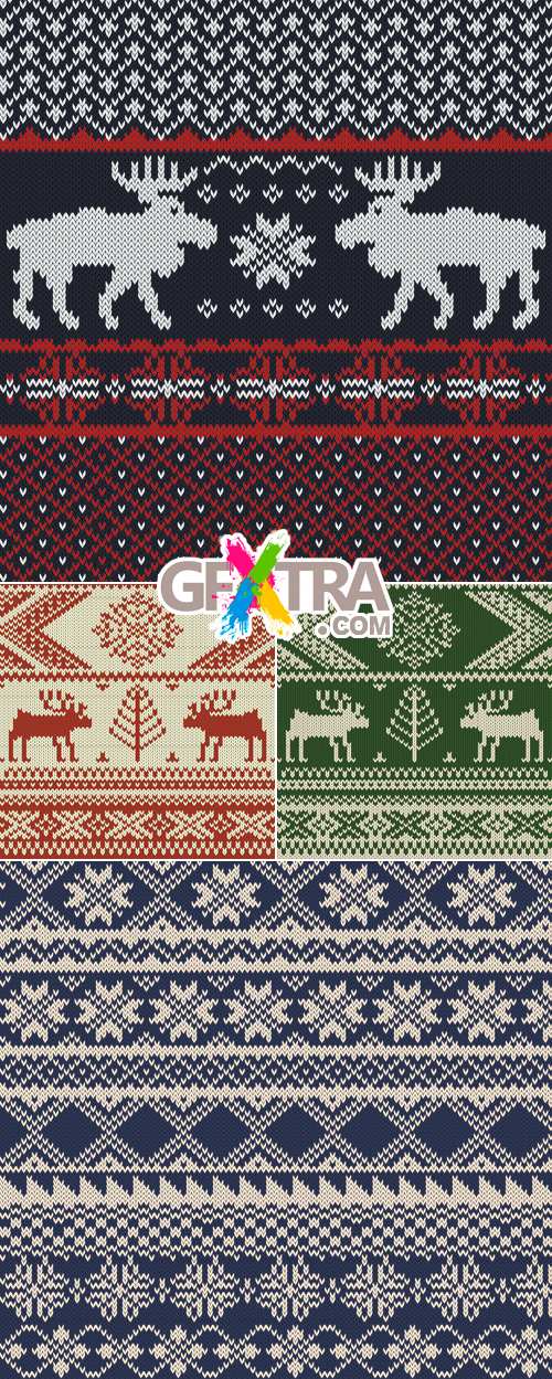 Color Knitted Christmas Backgrounds Vector