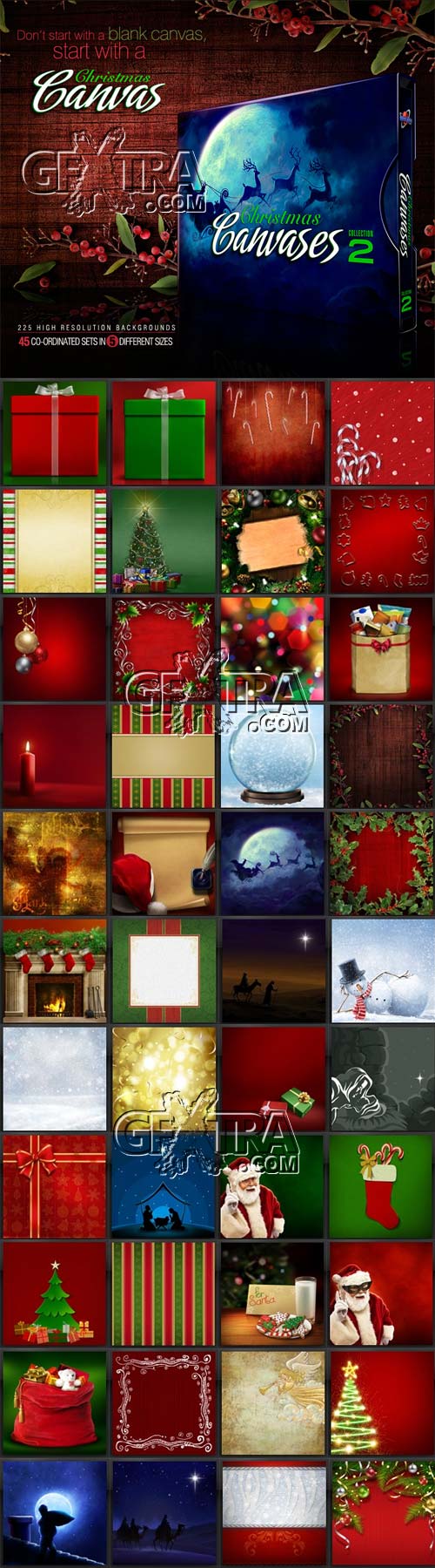 Christmas Canvases Collection II, 225 JPG Backgrounds