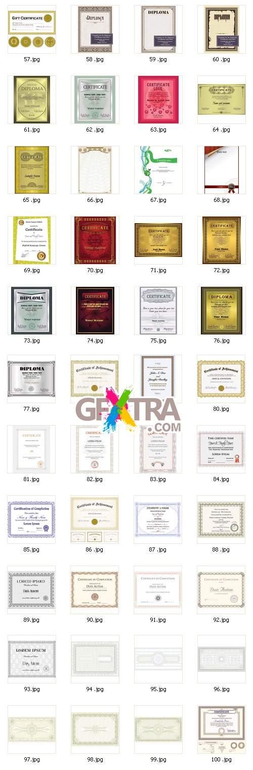 Certificate &amp; Diploma Vector Collection 100xEPS