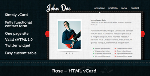 ThemeForest - Rose - HTML vCard - Rip
