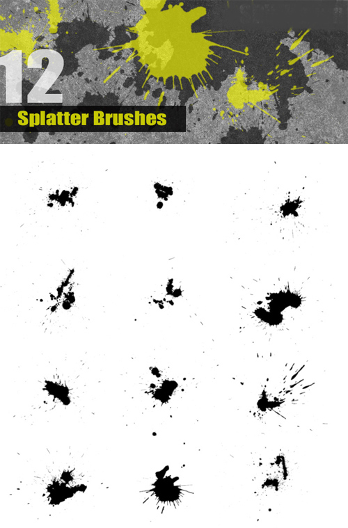 Photoshop splatter brushes set