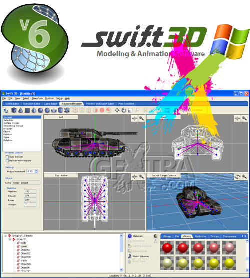Swift 3D v6.0.930 3D Graphics Program by Electric Rain