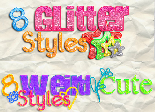 8 Glitter Styles and 8 Weird Cute Styles