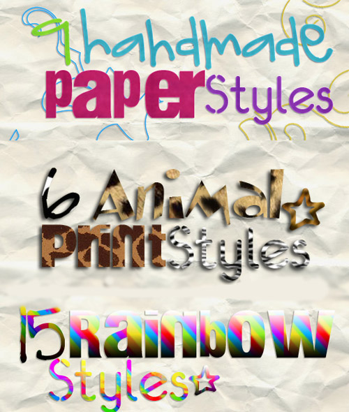 6 Animal Print, 9 Handmade Paper Styles and 15 Rainbow Styles