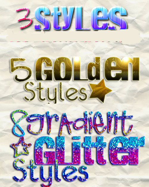 5 Golden Styles and 8 Gradient Glitter Styles