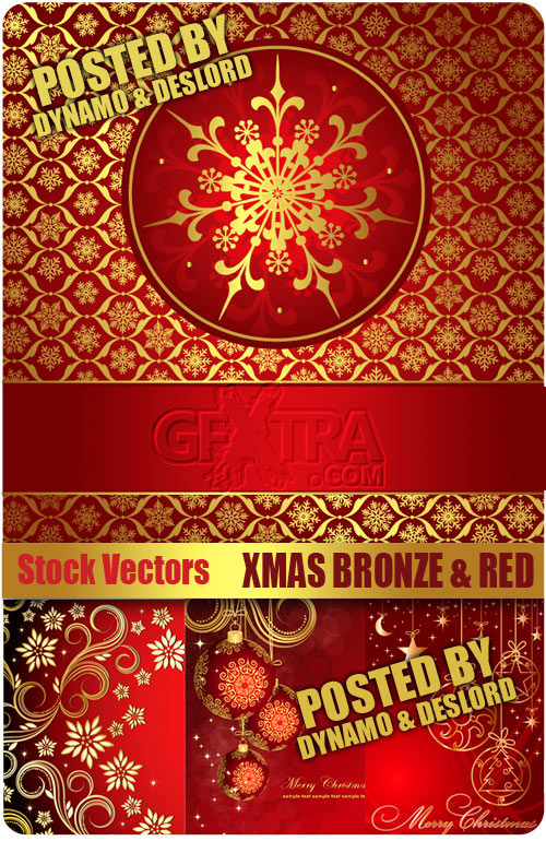 Xmas Bronze & Red - Stock Vector