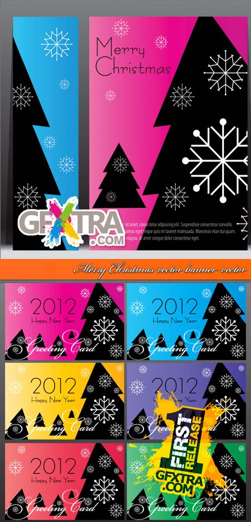 Christmas Banner with Tree Vectors 2xEPS