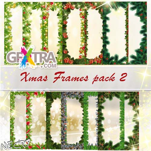 The Set of coniferous frameworks for New Year\'s creativity  pack2