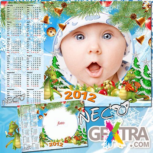 The New Year\'s calendar with dragons - We wait Santa Claus together with a dragon