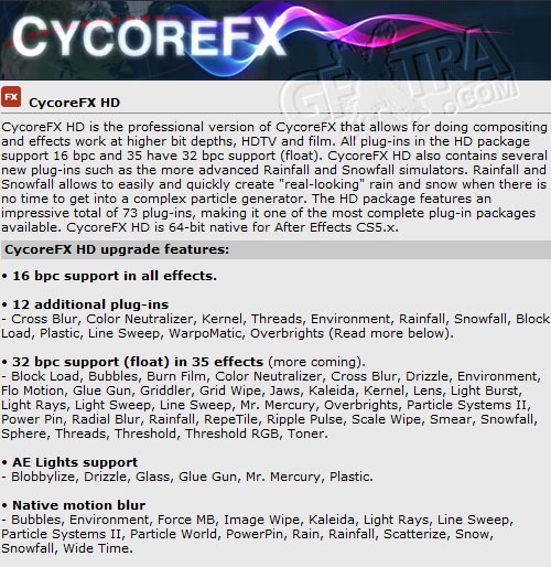CycoreFX HD v1.7.1 AE Plug-Ins