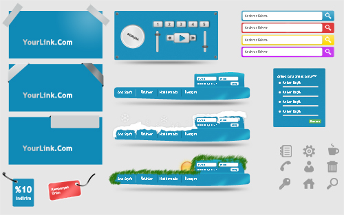 New 2012 PSD Web Elements - Blue Style Buttons And Forms