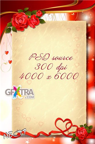 PSD source c red roses - Congratulations