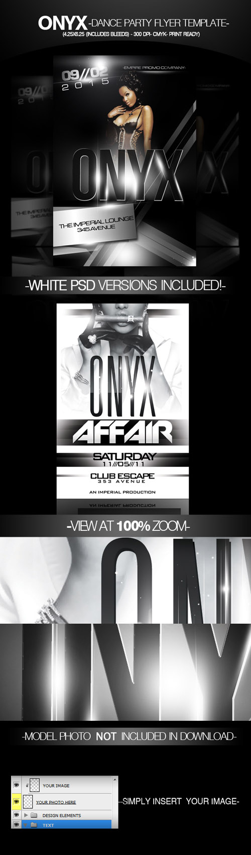 Onyx Black and White Party Flyer