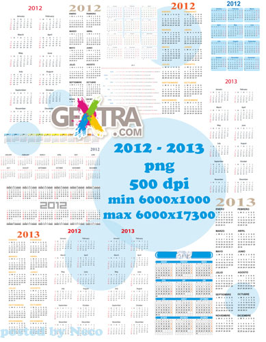 Grid calendar PNG 2012, 2013 years