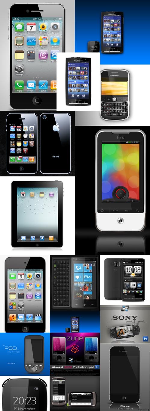 Apple mobiles and iPhone 4 PSD